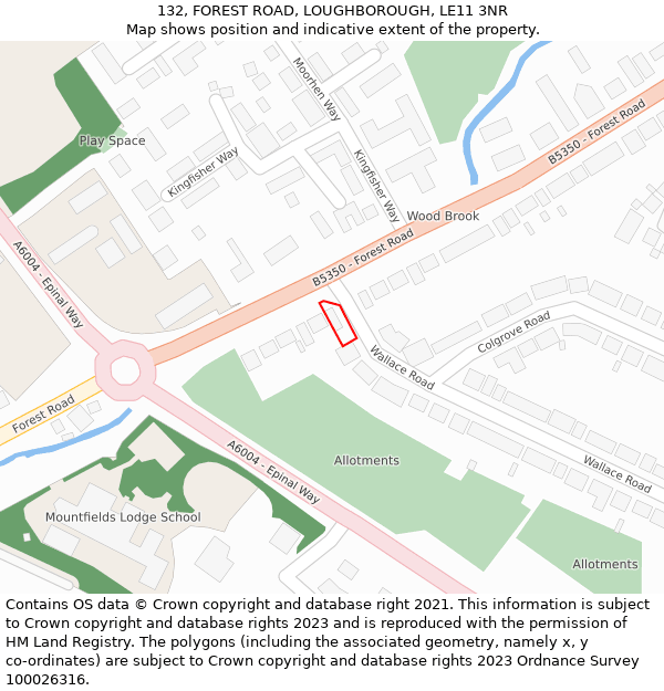 132, FOREST ROAD, LOUGHBOROUGH, LE11 3NR: Location map and indicative extent of plot