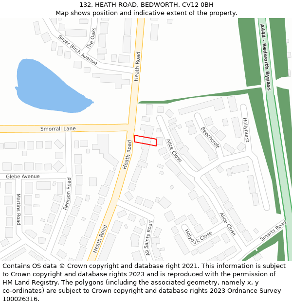 132, HEATH ROAD, BEDWORTH, CV12 0BH: Location map and indicative extent of plot