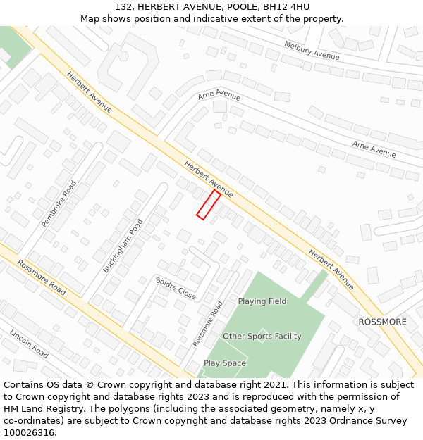 132, HERBERT AVENUE, POOLE, BH12 4HU: Location map and indicative extent of plot