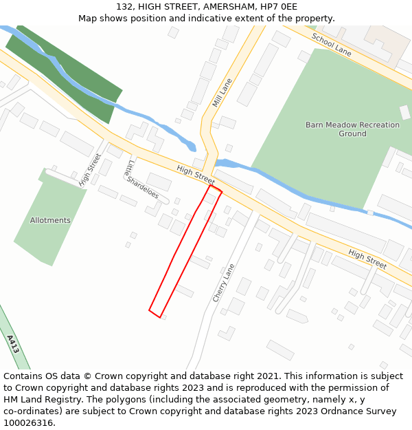 132, HIGH STREET, AMERSHAM, HP7 0EE: Location map and indicative extent of plot