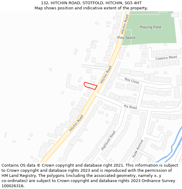 132, HITCHIN ROAD, STOTFOLD, HITCHIN, SG5 4HT: Location map and indicative extent of plot