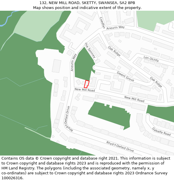 132, NEW MILL ROAD, SKETTY, SWANSEA, SA2 8PB: Location map and indicative extent of plot