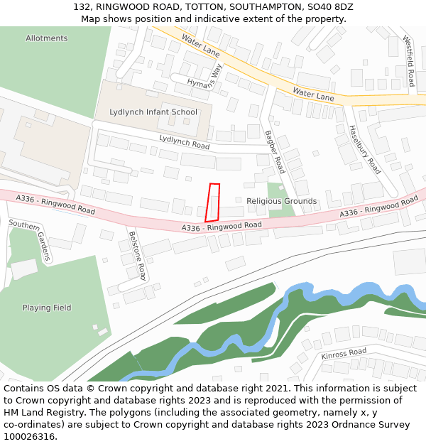 132, RINGWOOD ROAD, TOTTON, SOUTHAMPTON, SO40 8DZ: Location map and indicative extent of plot