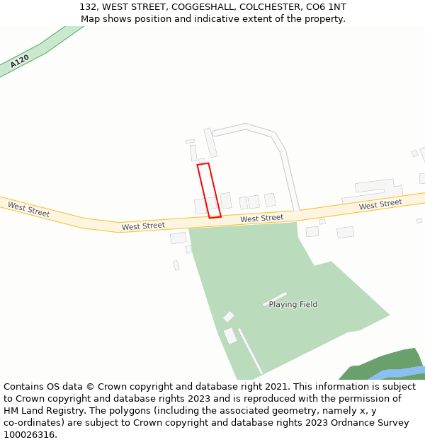 132, WEST STREET, COGGESHALL, COLCHESTER, CO6 1NT: Location map and indicative extent of plot