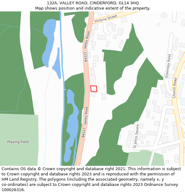 132A, VALLEY ROAD, CINDERFORD, GL14 3HQ: Location map and indicative extent of plot