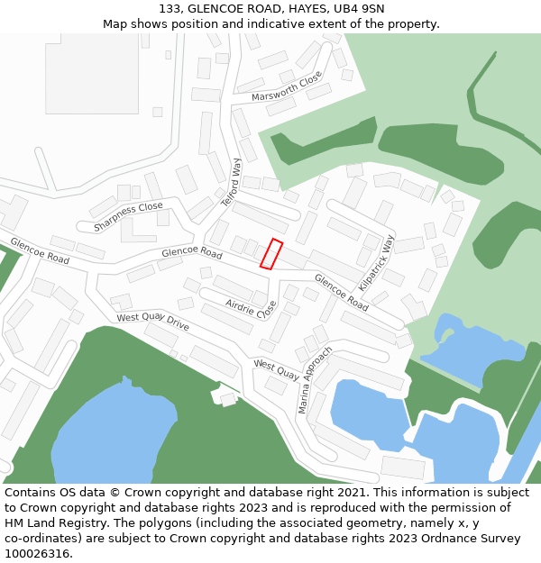 133, GLENCOE ROAD, HAYES, UB4 9SN: Location map and indicative extent of plot