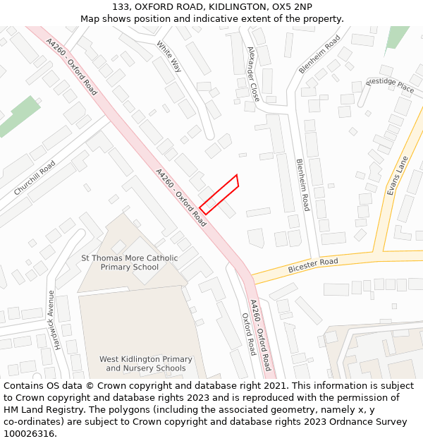 133, OXFORD ROAD, KIDLINGTON, OX5 2NP: Location map and indicative extent of plot