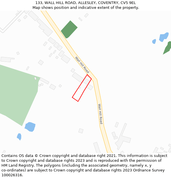 133, WALL HILL ROAD, ALLESLEY, COVENTRY, CV5 9EL: Location map and indicative extent of plot