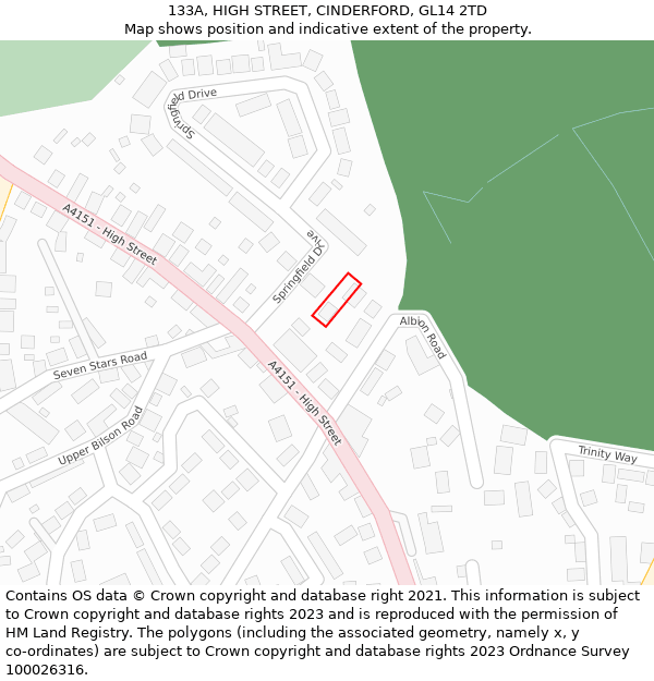 133A, HIGH STREET, CINDERFORD, GL14 2TD: Location map and indicative extent of plot