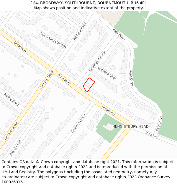 134, BROADWAY, SOUTHBOURNE, BOURNEMOUTH, BH6 4EL: Location map and indicative extent of plot