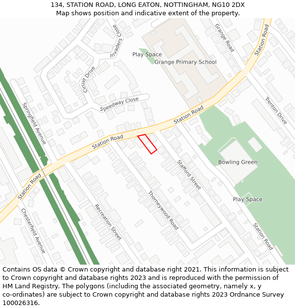 134, STATION ROAD, LONG EATON, NOTTINGHAM, NG10 2DX: Location map and indicative extent of plot