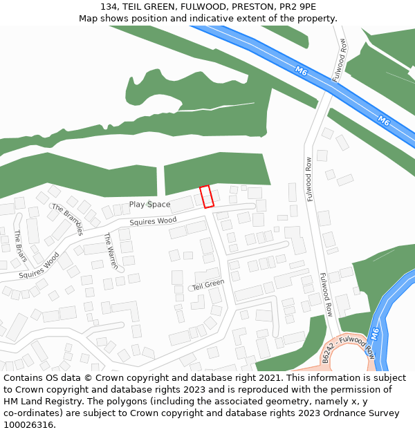 134, TEIL GREEN, FULWOOD, PRESTON, PR2 9PE: Location map and indicative extent of plot