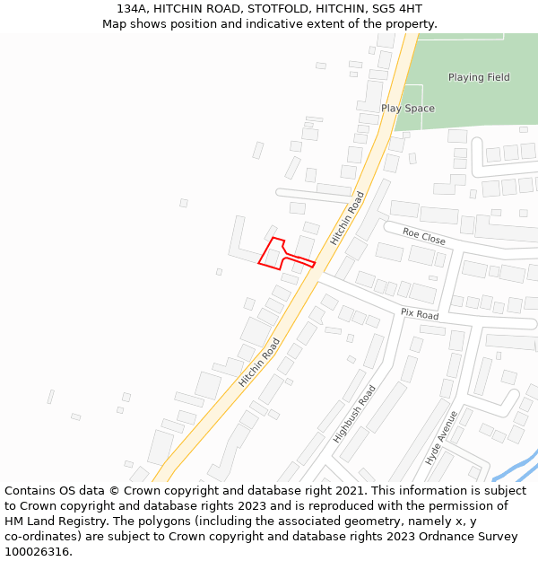 134A, HITCHIN ROAD, STOTFOLD, HITCHIN, SG5 4HT: Location map and indicative extent of plot