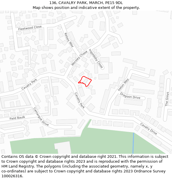 136, CAVALRY PARK, MARCH, PE15 9DL: Location map and indicative extent of plot