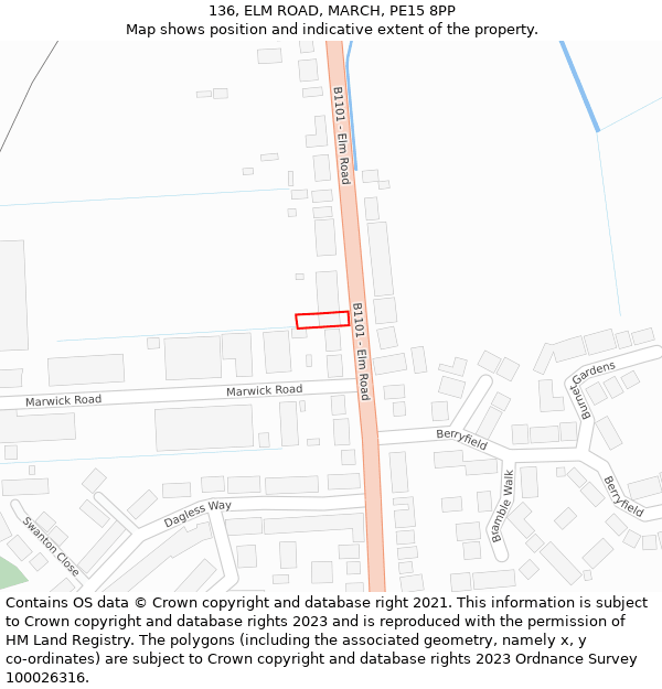 136, ELM ROAD, MARCH, PE15 8PP: Location map and indicative extent of plot