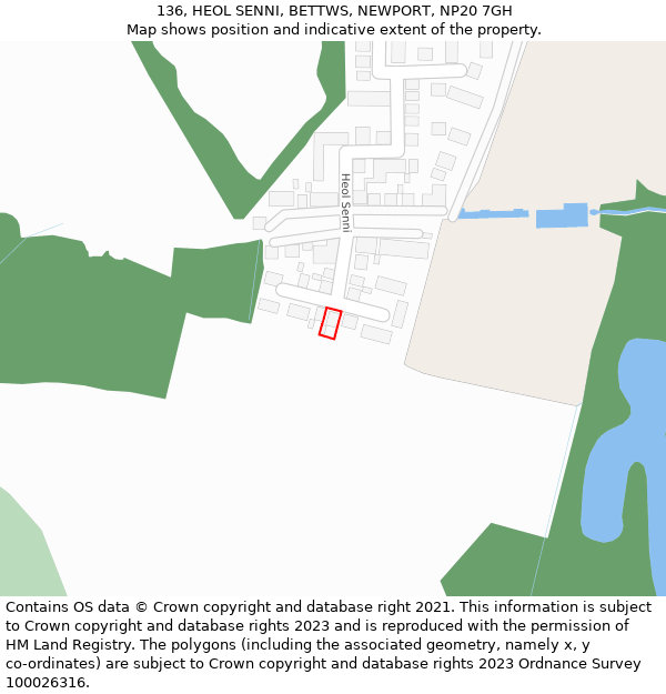 136, HEOL SENNI, BETTWS, NEWPORT, NP20 7GH: Location map and indicative extent of plot
