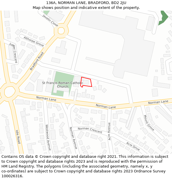 136A, NORMAN LANE, BRADFORD, BD2 2JU: Location map and indicative extent of plot