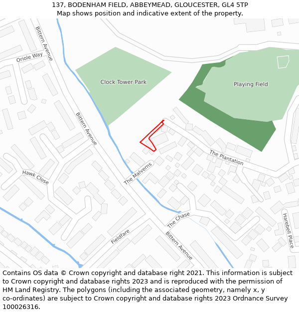 137, BODENHAM FIELD, ABBEYMEAD, GLOUCESTER, GL4 5TP: Location map and indicative extent of plot