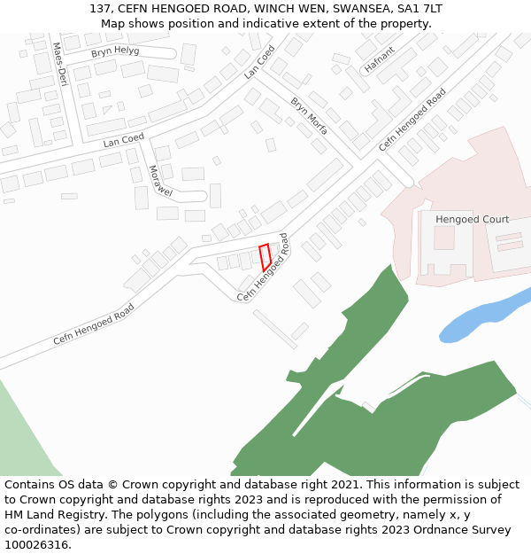 137, CEFN HENGOED ROAD, WINCH WEN, SWANSEA, SA1 7LT: Location map and indicative extent of plot