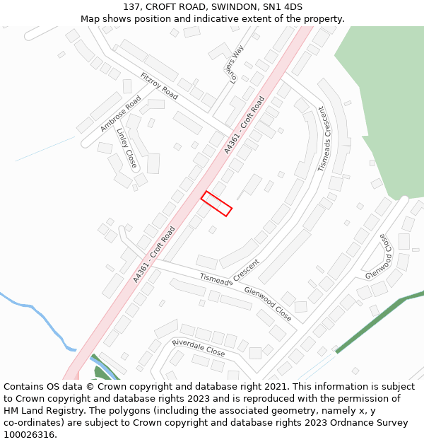 137, CROFT ROAD, SWINDON, SN1 4DS: Location map and indicative extent of plot