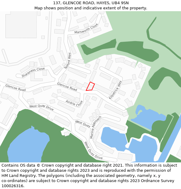 137, GLENCOE ROAD, HAYES, UB4 9SN: Location map and indicative extent of plot