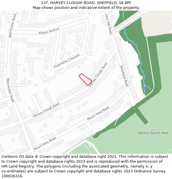 137, HARVEY CLOUGH ROAD, SHEFFIELD, S8 8PF: Location map and indicative extent of plot