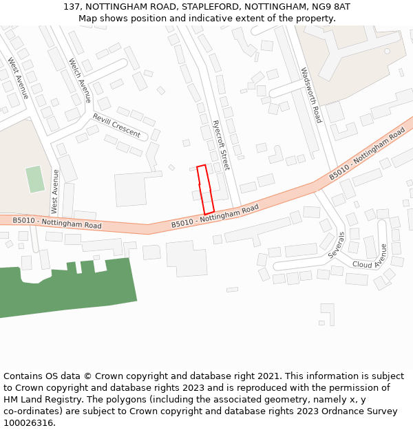 137, NOTTINGHAM ROAD, STAPLEFORD, NOTTINGHAM, NG9 8AT: Location map and indicative extent of plot