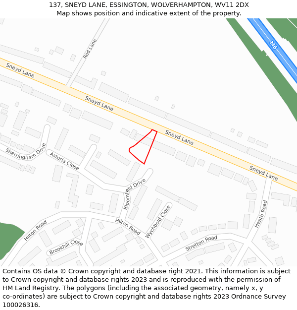 137, SNEYD LANE, ESSINGTON, WOLVERHAMPTON, WV11 2DX: Location map and indicative extent of plot