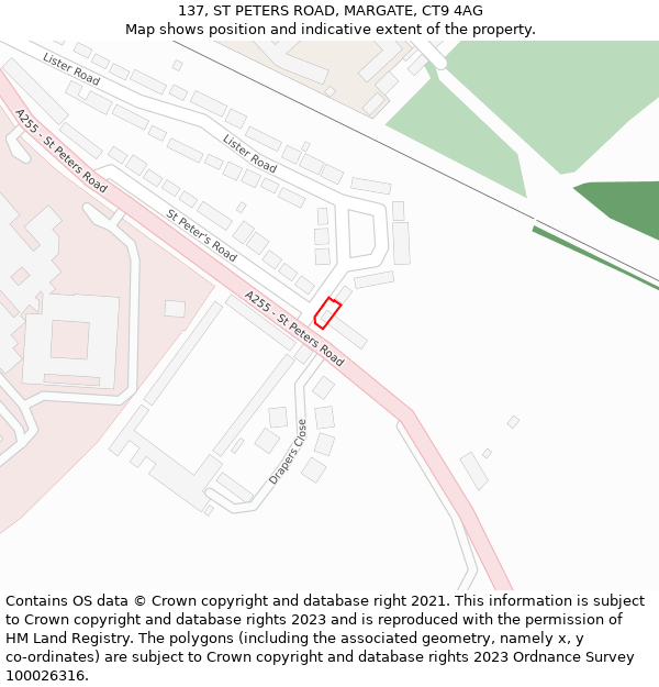 137, ST PETERS ROAD, MARGATE, CT9 4AG: Location map and indicative extent of plot