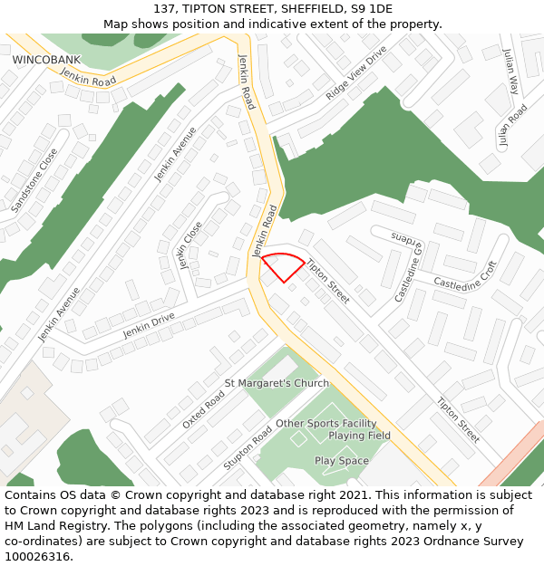 137, TIPTON STREET, SHEFFIELD, S9 1DE: Location map and indicative extent of plot