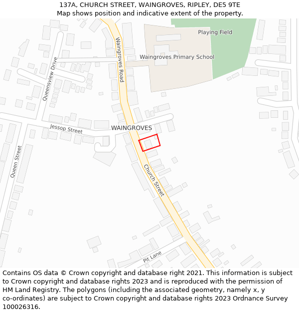 137A, CHURCH STREET, WAINGROVES, RIPLEY, DE5 9TE: Location map and indicative extent of plot