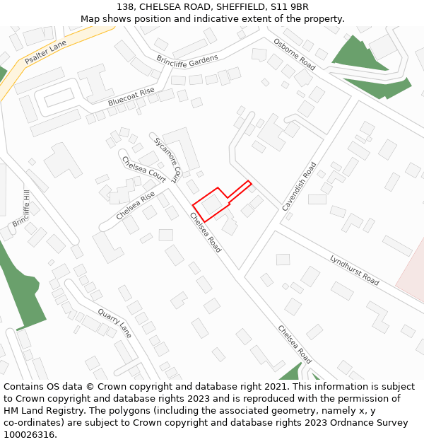 138, CHELSEA ROAD, SHEFFIELD, S11 9BR: Location map and indicative extent of plot