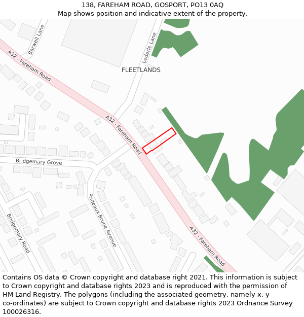 138, FAREHAM ROAD, GOSPORT, PO13 0AQ: Location map and indicative extent of plot
