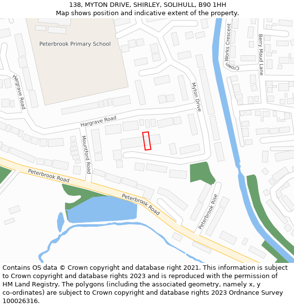 138, MYTON DRIVE, SHIRLEY, SOLIHULL, B90 1HH: Location map and indicative extent of plot