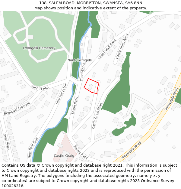 138, SALEM ROAD, MORRISTON, SWANSEA, SA6 8NN: Location map and indicative extent of plot