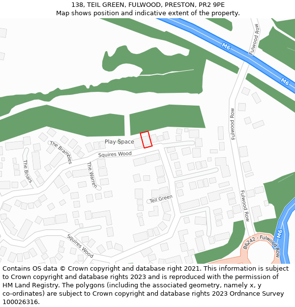 138, TEIL GREEN, FULWOOD, PRESTON, PR2 9PE: Location map and indicative extent of plot