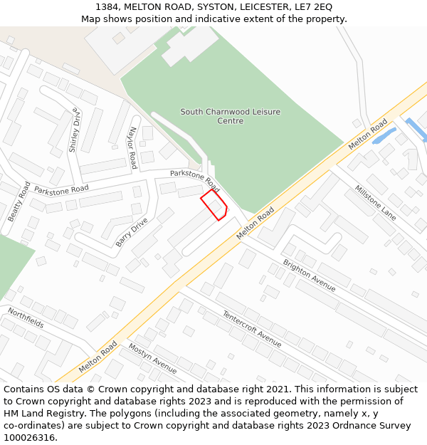1384, MELTON ROAD, SYSTON, LEICESTER, LE7 2EQ: Location map and indicative extent of plot