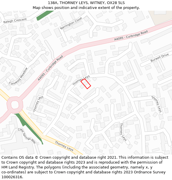 138A, THORNEY LEYS, WITNEY, OX28 5LS: Location map and indicative extent of plot