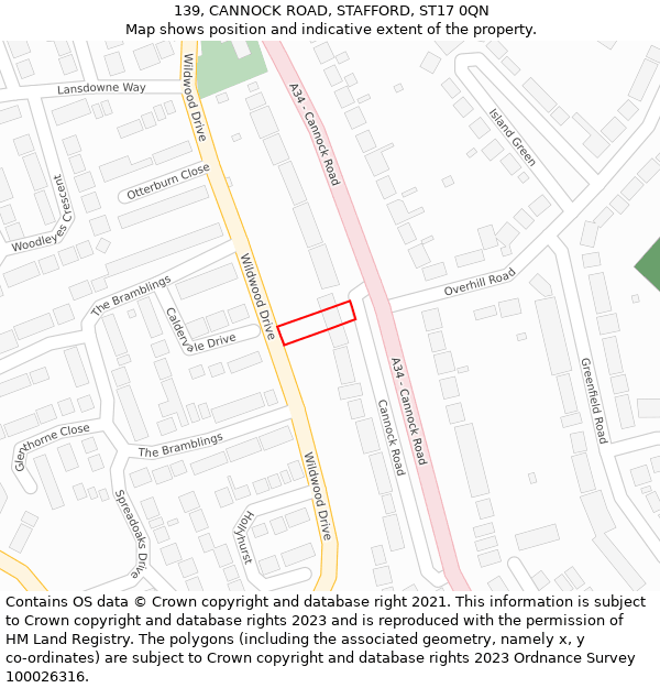 139, CANNOCK ROAD, STAFFORD, ST17 0QN: Location map and indicative extent of plot
