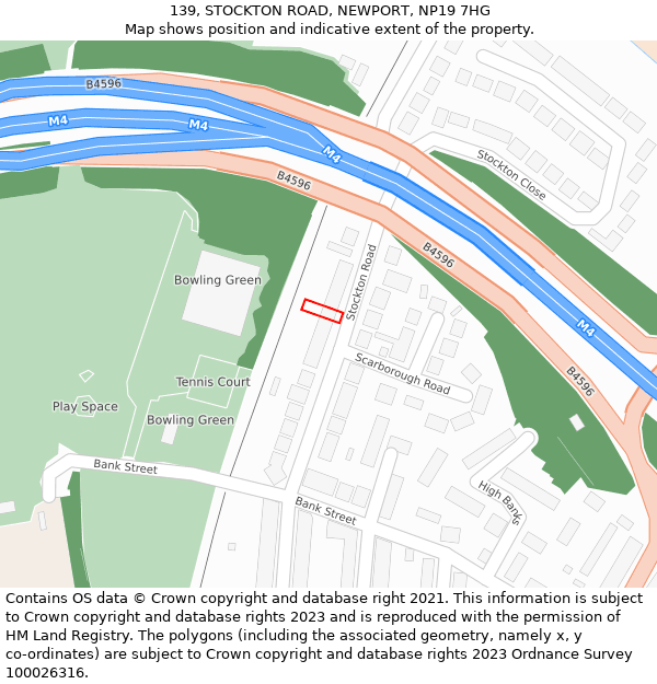 139, STOCKTON ROAD, NEWPORT, NP19 7HG: Location map and indicative extent of plot
