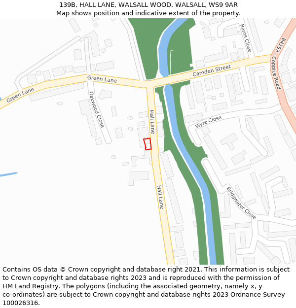 139B, HALL LANE, WALSALL WOOD, WALSALL, WS9 9AR: Location map and indicative extent of plot