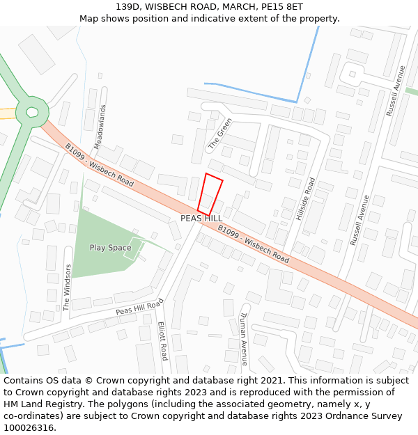 139D, WISBECH ROAD, MARCH, PE15 8ET: Location map and indicative extent of plot