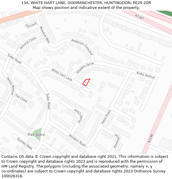 13A, WHITE HART LANE, GODMANCHESTER, HUNTINGDON, PE29 2DR: Location map and indicative extent of plot