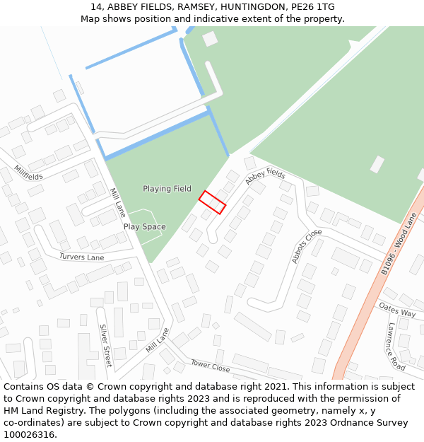 14, ABBEY FIELDS, RAMSEY, HUNTINGDON, PE26 1TG: Location map and indicative extent of plot