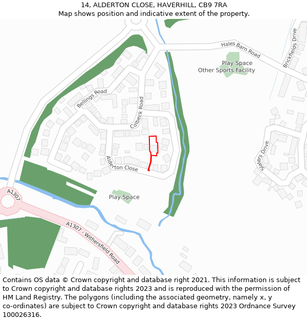 14, ALDERTON CLOSE, HAVERHILL, CB9 7RA: Location map and indicative extent of plot