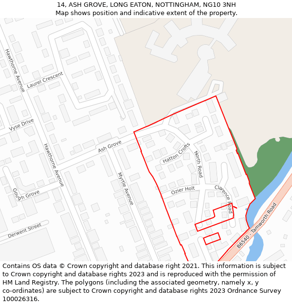 14, ASH GROVE, LONG EATON, NOTTINGHAM, NG10 3NH: Location map and indicative extent of plot