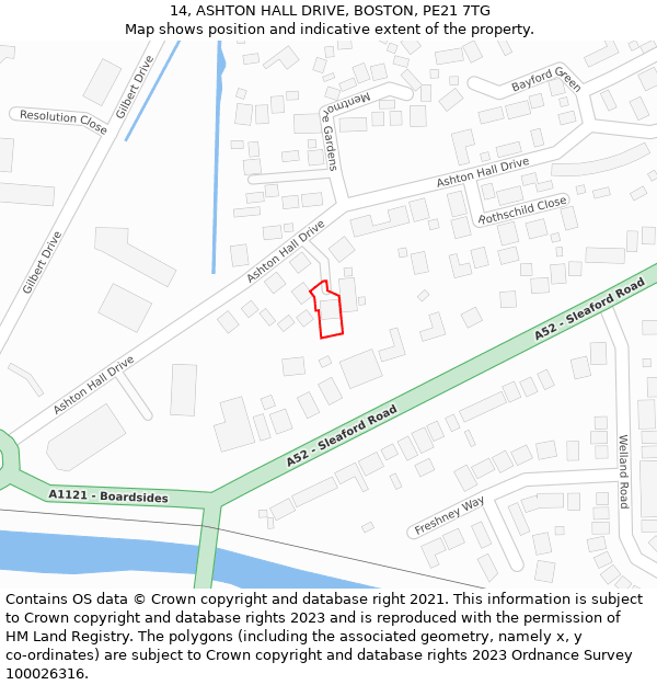 14, ASHTON HALL DRIVE, BOSTON, PE21 7TG: Location map and indicative extent of plot