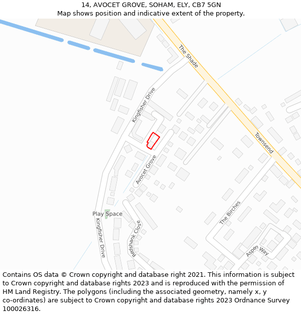 14, AVOCET GROVE, SOHAM, ELY, CB7 5GN: Location map and indicative extent of plot