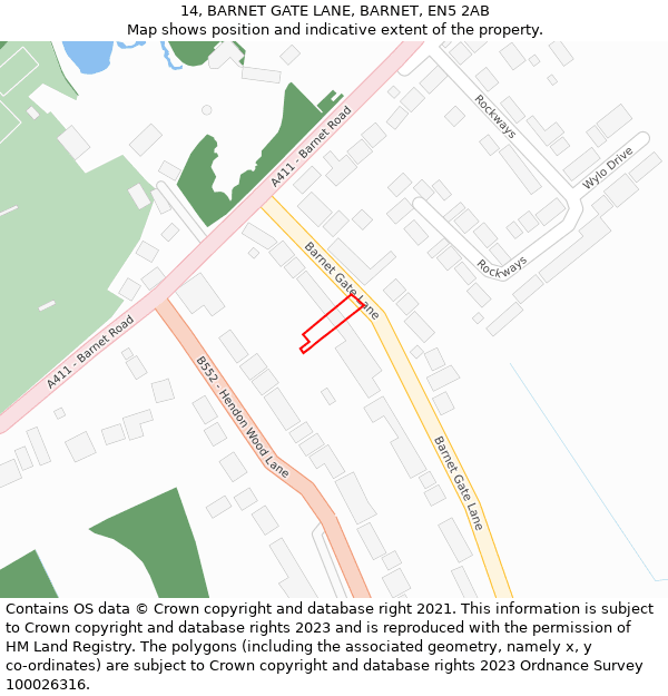 14, BARNET GATE LANE, BARNET, EN5 2AB: Location map and indicative extent of plot