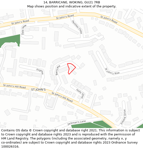 14, BARRICANE, WOKING, GU21 7RB: Location map and indicative extent of plot